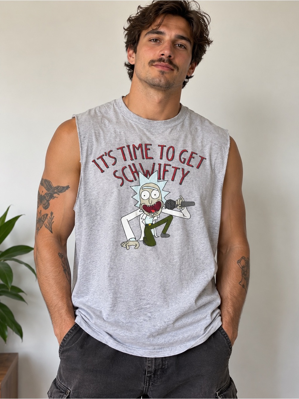 Rick and Morty Get Schwifty Graphic Muscle Tank XL Adult Swim Y2K Cartoon